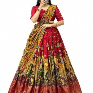Women's Designer Semi-Stitched Tussar Silk Lehenga Choli | Printed Blouse & Matching Dupatta | Elegant for Wedding, Festival, Reception & Party