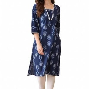 Womens 100% Cotton Printed Straight Kurta