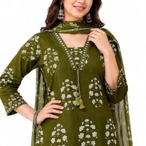 Womens Rayon Printed Straight Kurta and Pant with Dupatta Set